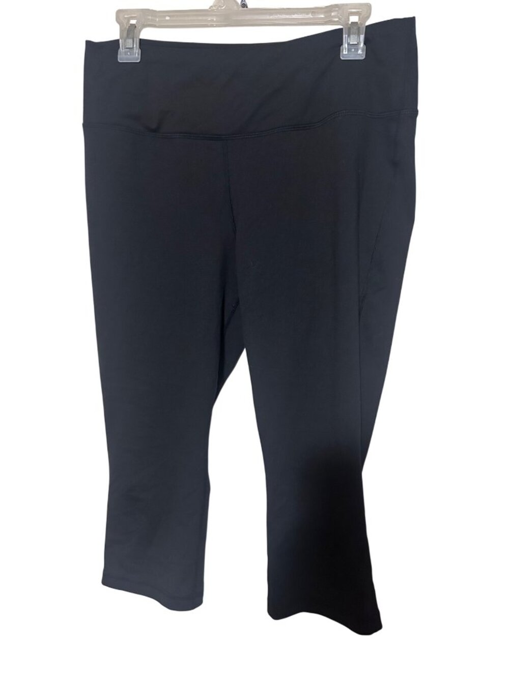 Zelos black cropped elastic waist poly spandex leggings size L